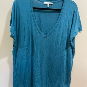 Express Deep Teal V-Neck Short Sleeve Top